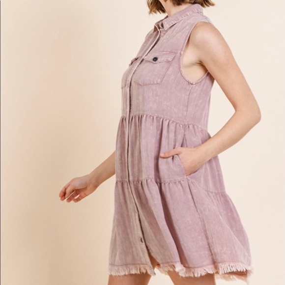 UMGEE Button Down Dress in Light Mauve - Picture 2 of 5